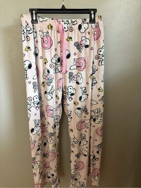Peanuts Light Pink Snoopy & Donut Kids Pajama Bottoms